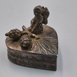 Silver Scenes Silver‎ Plated Pill Box Fairy Pinecones Made In UK Vtg 1994 Etched